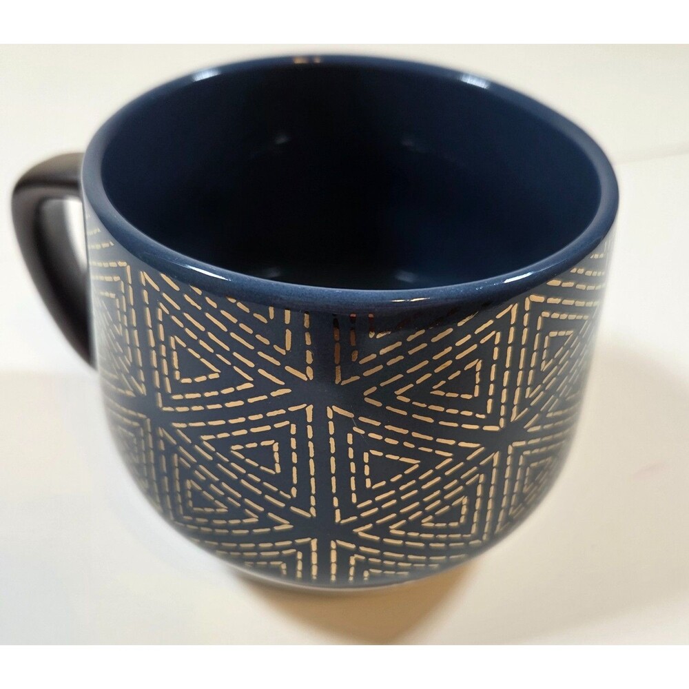 Threshold Blue Gold Geometric Stoneware Coffee Mug Target 4" Large